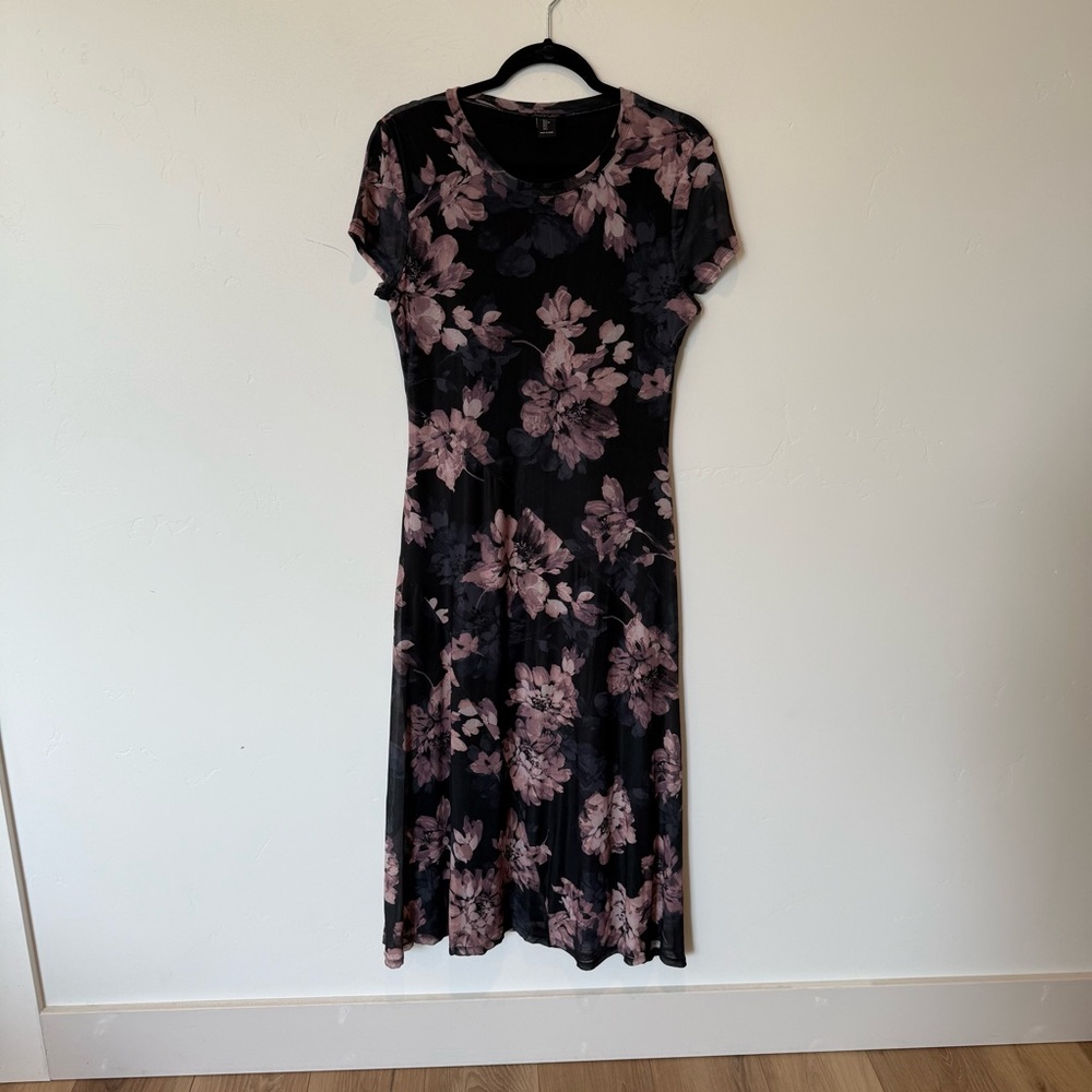 Rachel Zoe Floral Women's Midi Shift Dress Size Large 90s Classy Event Evening